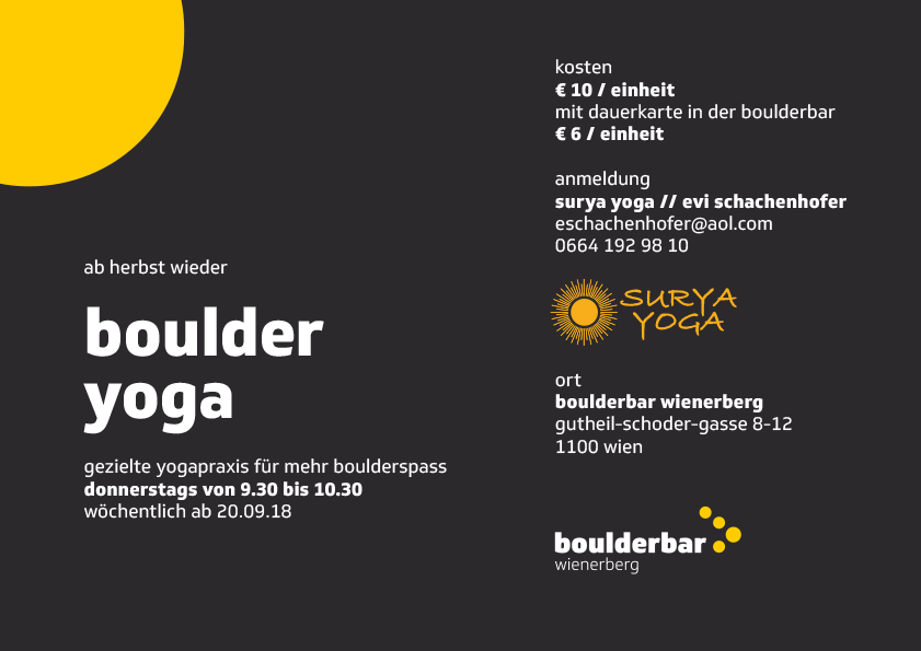 Flyer Yoga boulderbar WIenerberg