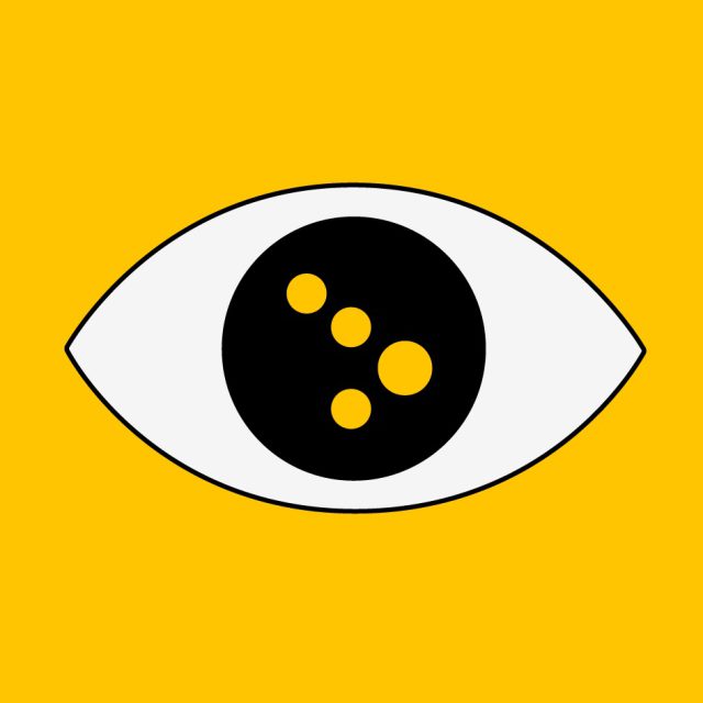Illustration mit boulderbar Logo in einem Auge, das den ersten Blick aufs bouldern symbolisieren soll