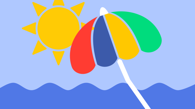 Sommersammelpass Illustration von Meer, Sonne und Sonnenschirm